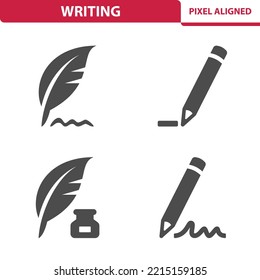 Writing Icons. Professional, pixel perfect icons, EPS 10 format.