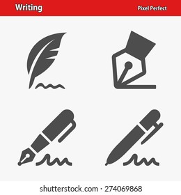 Writing Icons. Professional, pixel perfect icons optimized for both large and small resolutions. EPS 8 format.