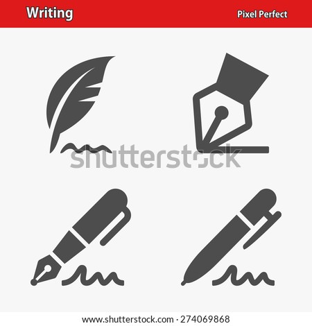 Writing Icons. Professional, pixel perfect icons optimized for both large and small resolutions. EPS 8 format.
