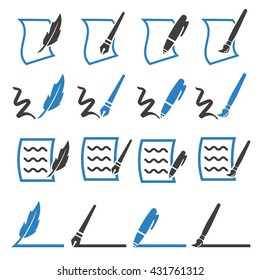 writing icons set