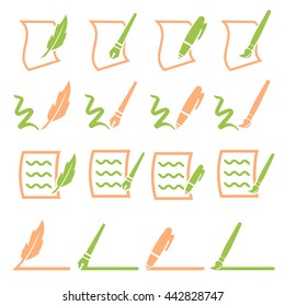 writing icons set