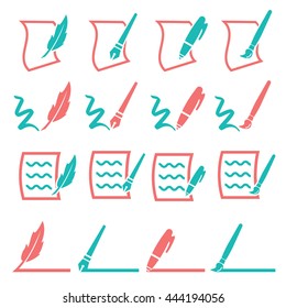 writing icons set