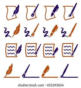 writing icons set