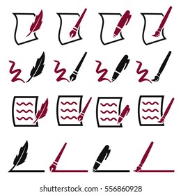 writing icons set