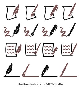 writing icons set