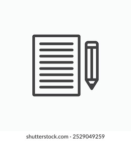 Writing icons set. filled and line illustration