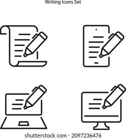 writing icons set isolated on white background. writing icon thin line outline linear writing symbol for logo, web, app, UI. writing icon simple sign.