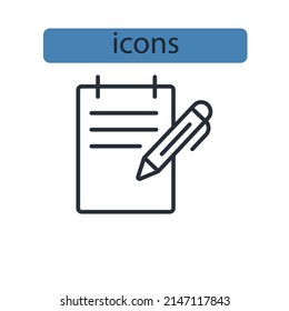 writing icons  symbol vector elements for infographic web