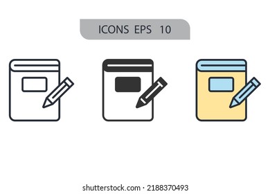 writing icons  symbol vector elements for infographic web