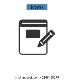 writing icons  symbol vector elements for infographic web