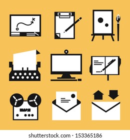 Writing icons, vector