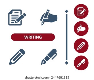 Writing Icons. Write, Contract, Form, Document, Hand, Pencil, Fountain Pen Icon. Professional, 32x32 pixel perfect vector icon.