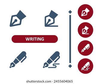 Writing Icons. Write, Pen, Fountain Pen Icon. Professional, 32x32 pixel perfect vector icon.