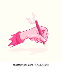 Writing an Idea with Pencil Wings