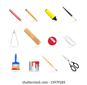 Writing instruments. High quality vector icons