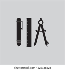 Writing instruments icon vector