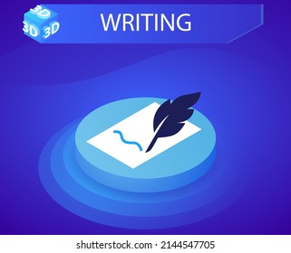 Writing isometric design icon. Vector web illustration. 3d colorful concept