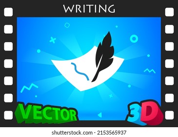 Writing isometric design icon. Vector web illustration. 3d colorful concept