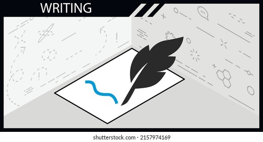 Writing isometric design icon. Vector web illustration. 3d colorful concept