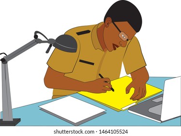 WRITING JOB VECTOR GRAPHIC CARTOON