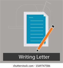 Writing letter concept. Creative idea design for your project. Flat vector illustration for template, web page, brochure or mobile app.