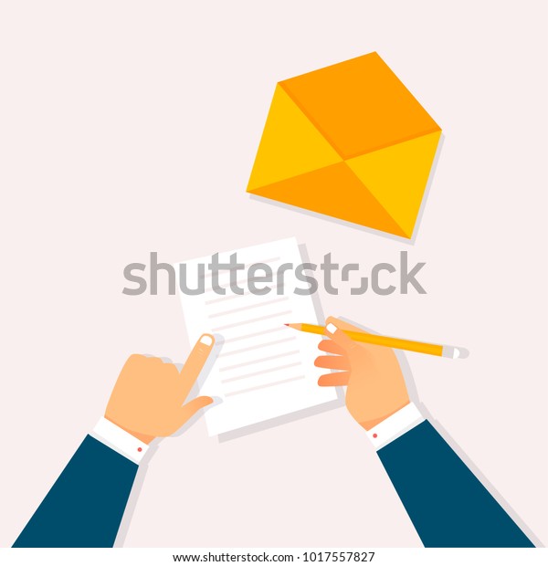 Writing Letter Flat Design Vector Illustration Stock Vector (Royalty ...