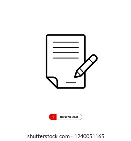 Writing Letter Icon. Contract Icon. Business Agreement And Signature Symbol. Paper And Pencil Sign. Modern, Simple Flat Vector Illustration For Web Site Or Mobile App.