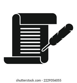 Guión del icono de letra de escritura simple vector. Papel de la pluma. Lápiz de notas