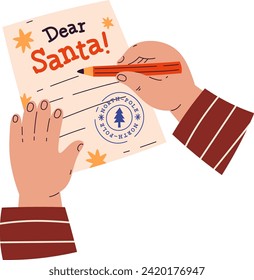 Writing Letter To Santa Claus Vector Illustration