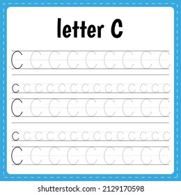 Schreiben von Briefen. Ablaufseite. Übungsblatt. Arbeitsblatt für Kinder. Lerne Alphabet. С