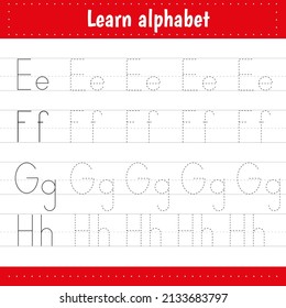 Writing letters. Tracing page. Practice sheet. Worksheet for kids. Learn alphabet.