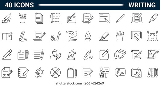 Línea de escritura Icono de trazo editable. Iconos para el App móvil y el Sitio web.