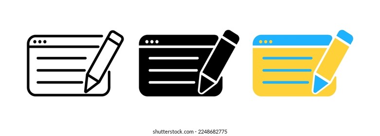 Icono de línea de escritura. Editar icono de línea. Nota Ilustración vectorial.