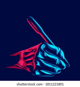 línea de escritura retrato de arte pop diseño colorido con fondo oscuro. Ilustración del vector abstracto.