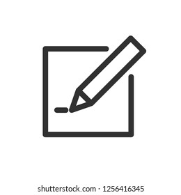 writing. linear icon. paper sheet and pen. the note. Line with editable stroke