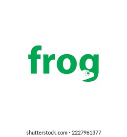 Writing a logo design with a combination of frog heads on the letter G.