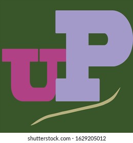 writing logo with the letter u p and lines up