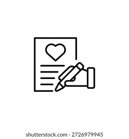 Writing Love Letter Document With Pen Hand Outline Icon