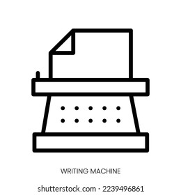 writing machine icon. Line Art Style Design Isolated On White Background