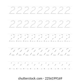 Writing maths exercises for kids. Number two