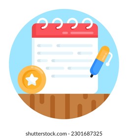 Writing a memo, flat icon 