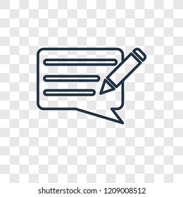 Writing Message concept vector linear icon isolated on transparent background, Writing Message concept transparency concept in outline style