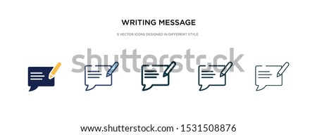 writing message icon in different style vector illustration. two colored and black writing message vector icons designed in filled, outline, line and stroke style can be used for web, mobile, ui