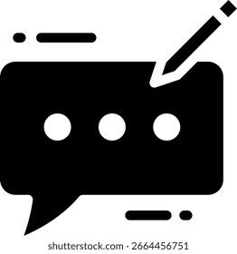 Writing Message Icon: Speech Bubble with Pencil