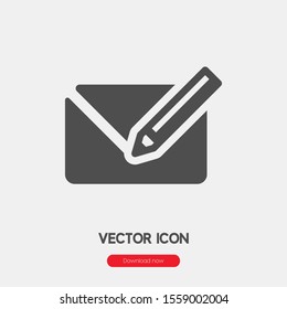 Writing message icon vector. Writing message symbol. Linear style sign for mobile concept and web design. Writing message symbol illustration. Pixel vector graphics - Vector.