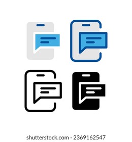 Writing message in mobile phone or cell phone. Bubble text in smartphone for web site design, logo, app, UI. Texts, Communication, SMS, MMS, icon. Vector illustration Design on white background. EPS10
