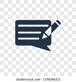 Writing Message vector icon isolated on transparent background, Writing Message transparency logo concept