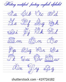 writing modified fantasy english alphabet vector illustration good for elementary school education