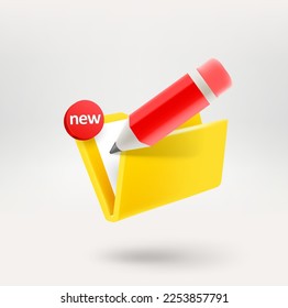 Escribiendo un nuevo concepto de mensaje. Icono vectorial 3d aislado en fondo blanco