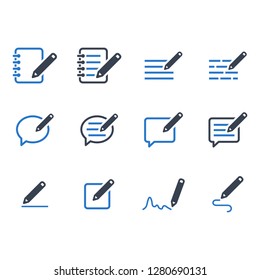 Writing a Note Icons - Blue Series Set